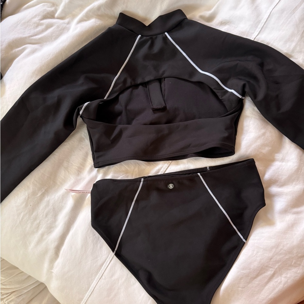 Victoria's Secret Black Long Sleeve Rash Guard Set